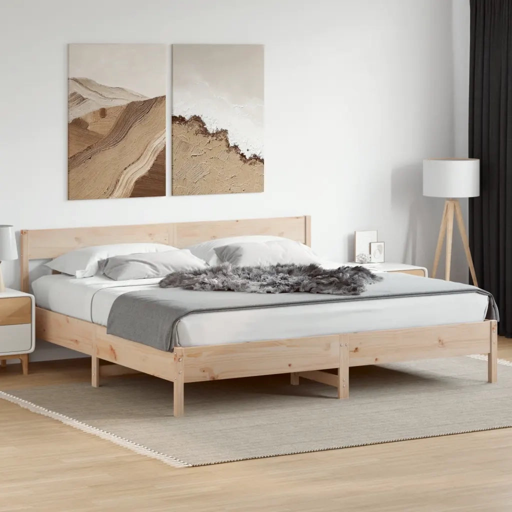 Letto matrimoniale | Letto per adulti | Giroletto senza Materasso 200x200 cm in Legno Massello di Pino