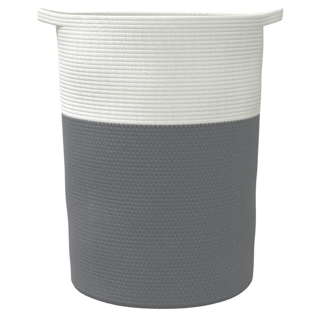 Cestino Portaoggetti Grigio e Bianco Ã˜49x65 cm in Cotone