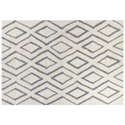 Tappeto in cotone bianco e blu motivo a geometrico 160 x 230 cm camera da letto soggiorno ingresso