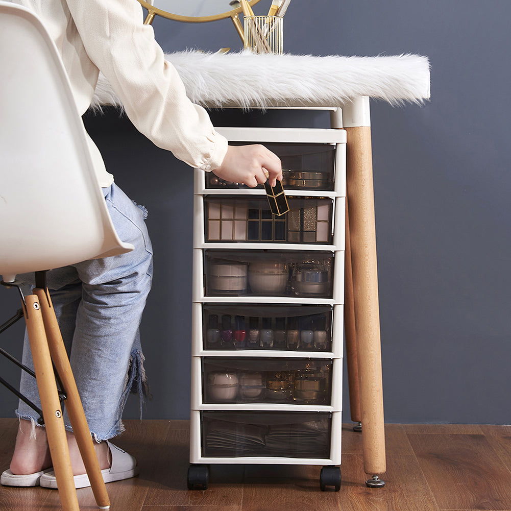 Cassettiera Carrello Salvaspazio in Polipropilene con 6 Cassetti Portaoggetti