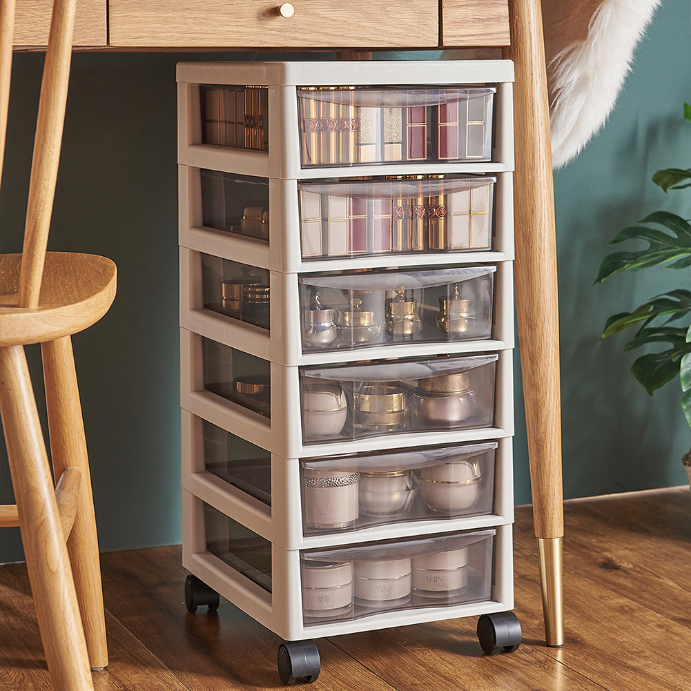 Cassettiera Carrello Salvaspazio in Polipropilene con 6 Cassetti Portaoggetti