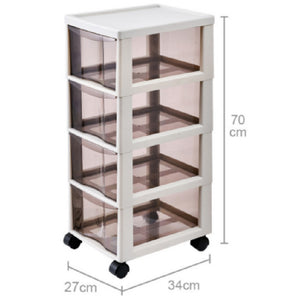 Cassettiera Carrello Salvaspazio in Polipropilene con 4 Cassetti Portaoggetti