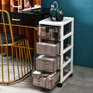 Cassettiera Carrello Salvaspazio in Polipropilene con 4 Cassetti Portaoggetti