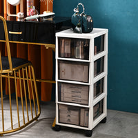 Cassettiera Carrello Salvaspazio in Polipropilene con 4 Cassetti Portaoggetti