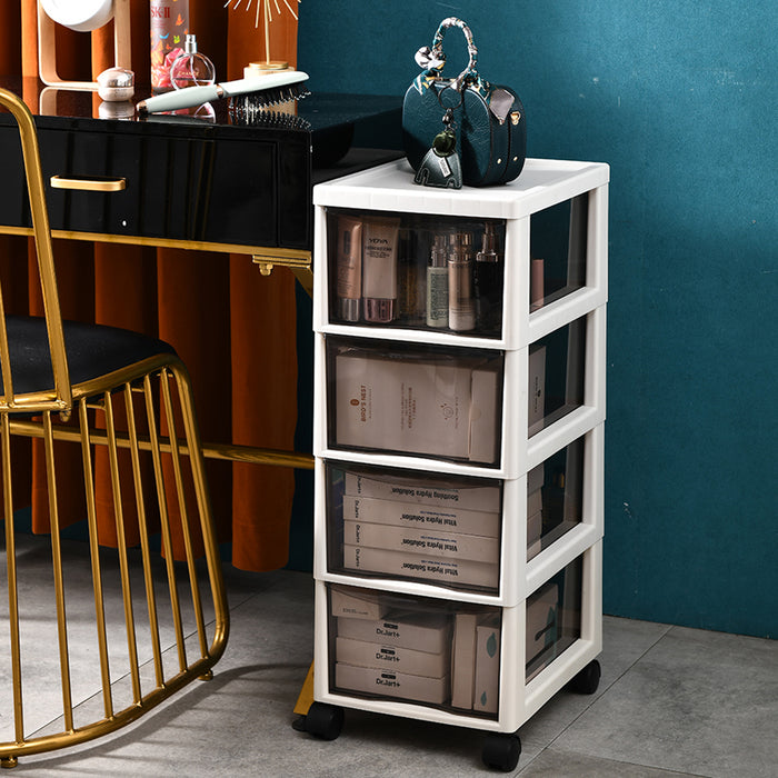 Cassettiera Carrello Salvaspazio in Polipropilene con 4 Cassetti Portaoggetti