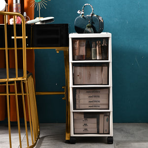 Cassettiera Carrello Salvaspazio in Polipropilene con 4 Cassetti Portaoggetti