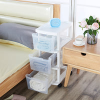 Carrello Cassettiera Portaoggetti Salvaspazio con 3 Ripiani Trasparenti e Ruote