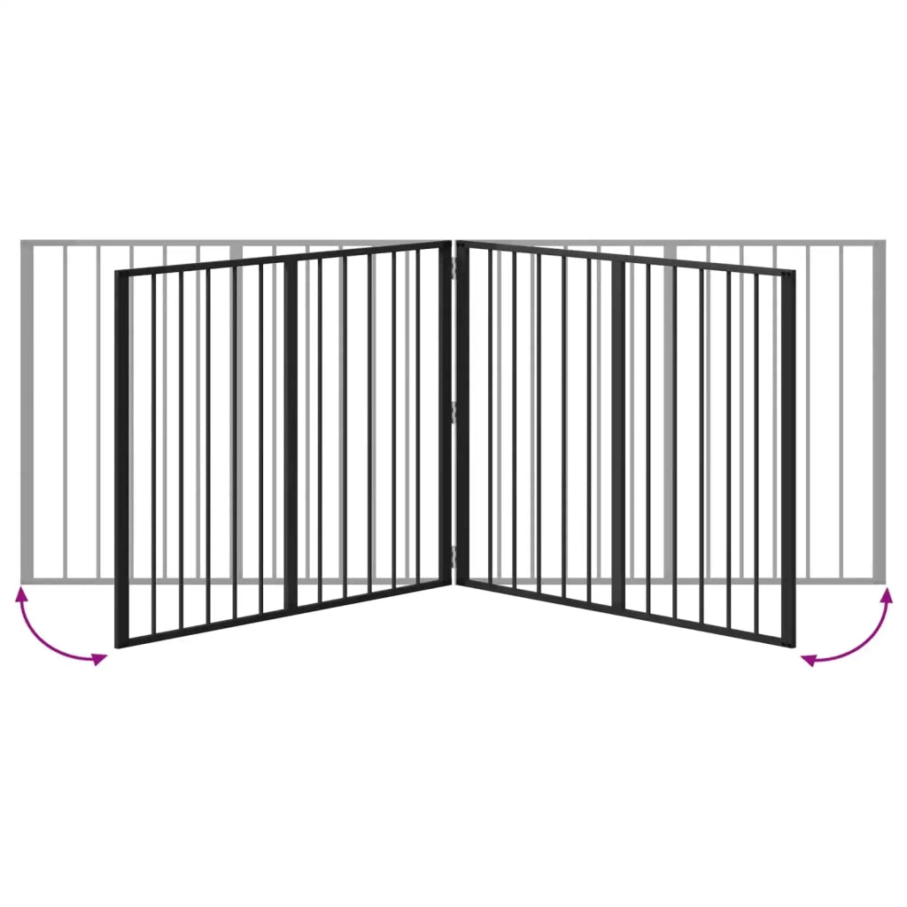 Cancello per cani 2 pcs Nero 100 x 80 cm Acciaio zincato 891992