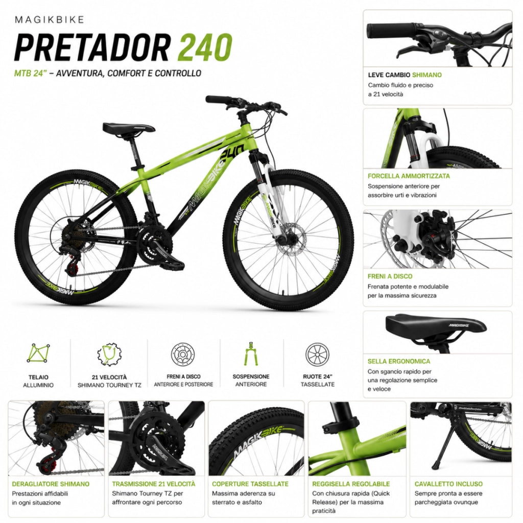 Bici Ragazzo Magikbike MTB Pretador 24''