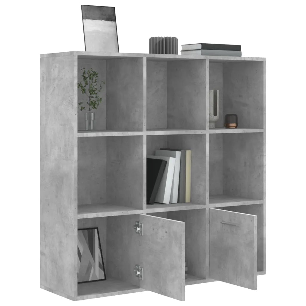 Libreria-Scaffale per Libri-Mobile di Stoccaggio Grigio Cemento 98x30x98 cm in Legno Multistrato