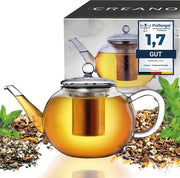 Teapot in vetro con setteppato in acciaio inossidabile integrato e coperchio in vetro, ideale per la preparazione di tè libero, senza residui