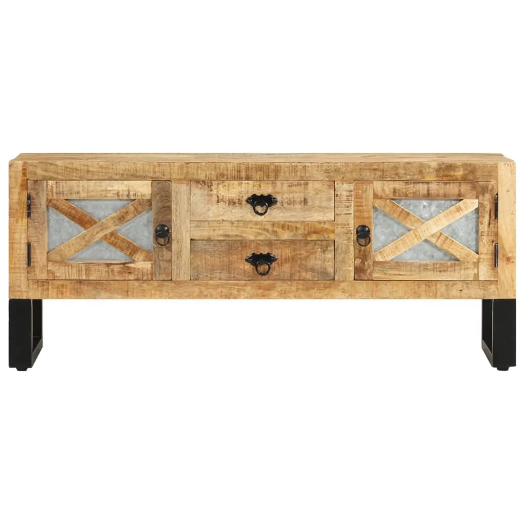 Mobile TV multimediale scaffale TV mobile TV sala da pranzo soggiorno camera da letto 110 x 30 x 45 cm legno di mango marrone grezzo 02_0025743