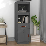 Credenza Grigia 34x40x108,5 cm in Legno Massello di Pino 820154