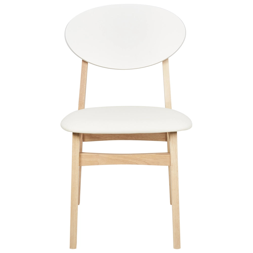 Set di 2 sedie da pranzo Struttura legno chiaro e bianco sporco Seduta in ecopelle Senza braccioli Design scandinavo