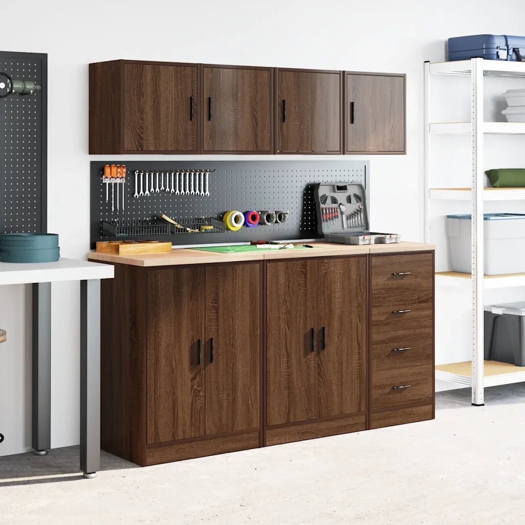Pensili per Garage 2 pz Rovere Marrone in Legno Multistrato 860638
