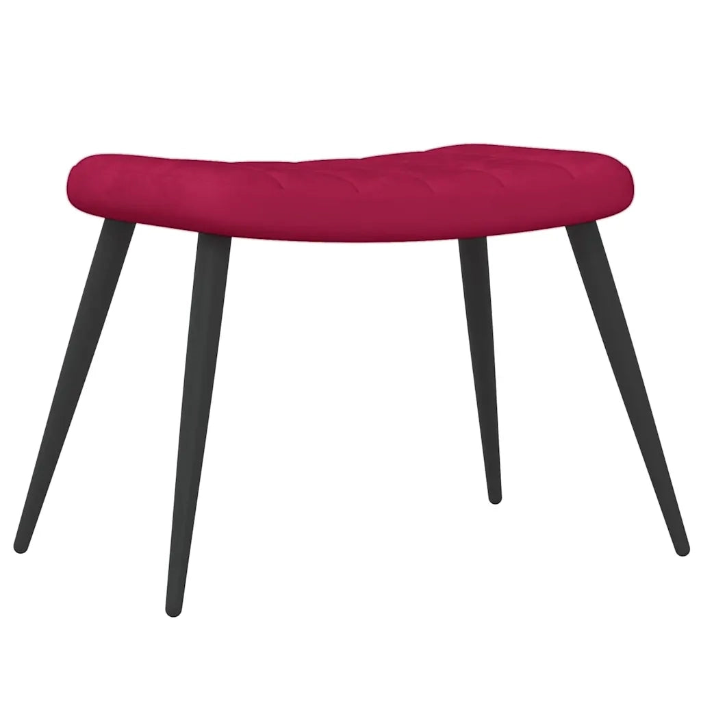 Divano Sedia-Poltrona Relax con Sgabello Rosso Vino in Velluto