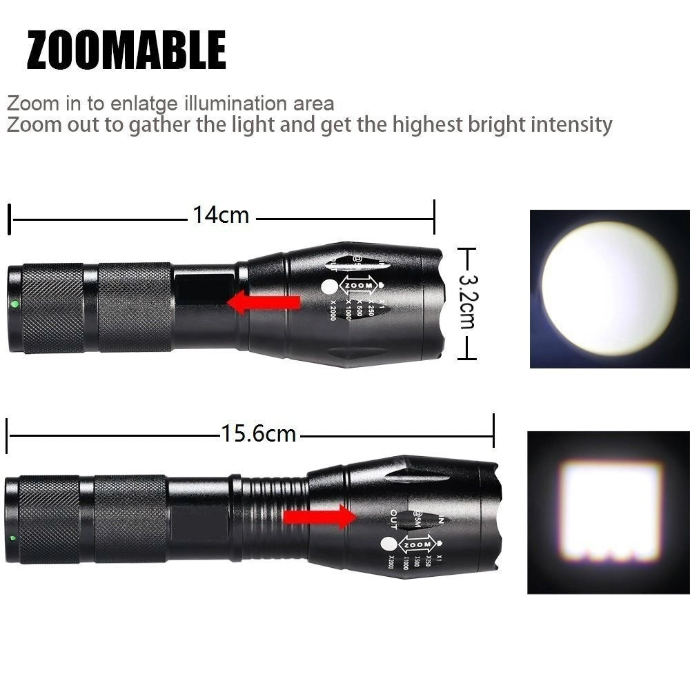 Trade Shop - Torcia Tattica Militare A Led Ultra Luminosa 1200 Lmn Impermeabile Con 5 Mod. -