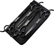 Kit di taglio per cani Professionale 7" 4 pezzi Kit di taglio per animali da compagnia con lama in acciaio giapponese premium dritta e sottile con set di conservazione