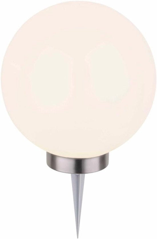 Lampada solare a forma bollo con base e cambiamento di colore Ø 20 cm plastica bianca