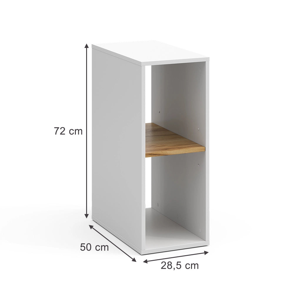 Vicco Mobiletto per PC Rovere bianco/dorato 28.5 x 50 cm con 2 scomparti aperti