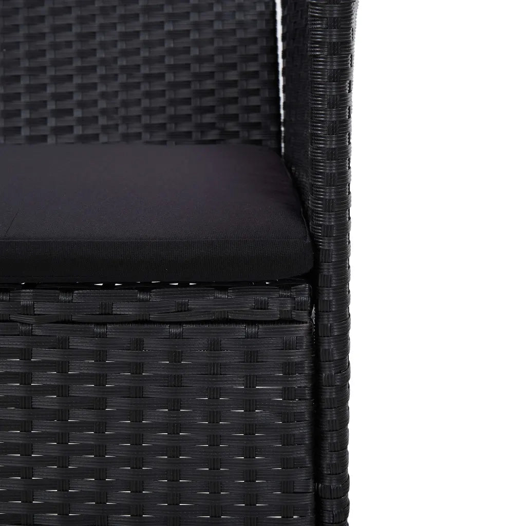 Divano da Giardino a 3 Posti con Cuscini Nero in Polyrattan 45899