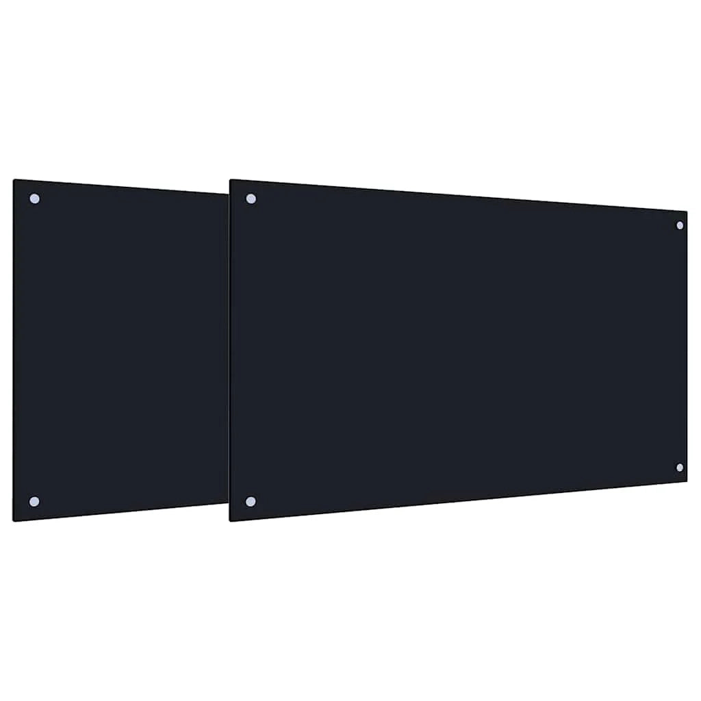 Set di 2 paraschizzi da cucina resistenti al calore 100 x 60 cm in vetro temperato nero 02_0056234