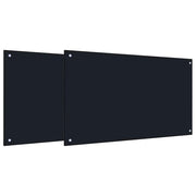Set di 2 paraschizzi da cucina resistenti al calore 100 x 60 cm in vetro temperato nero 02_0056234