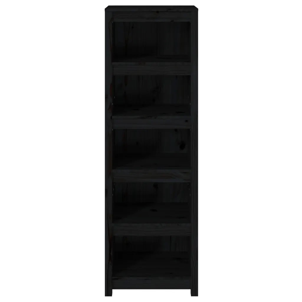 Libreria Nera 50x35x154 cm in Legno Massello di Pino 821718