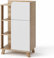 Mobiletto bagno Karen, Sonoma/Bianco, 50 x 90 cm con anta e cassetto, adatto per la conservazione di articoli da bagno e asciugamani