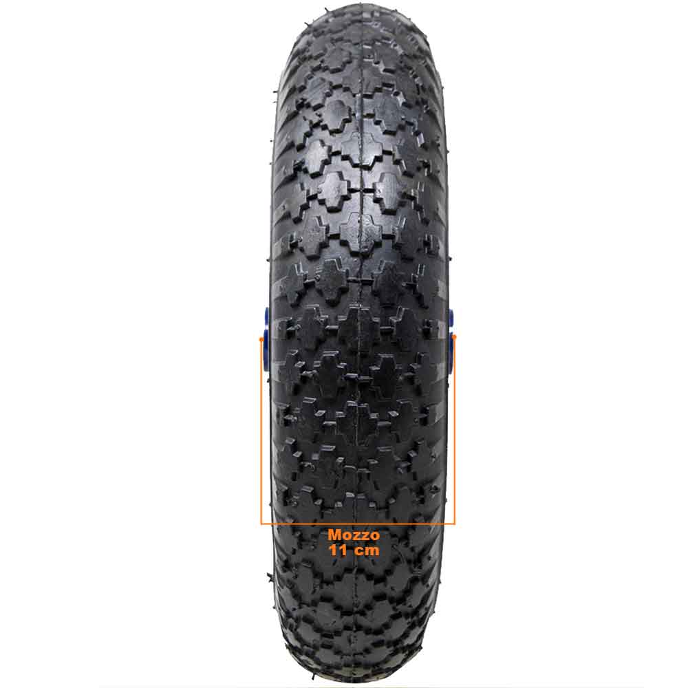 Ruota Pneumatica per Carriola 35 cm Gomma 3.50-8 + Asse Corto 170mm  Incluso