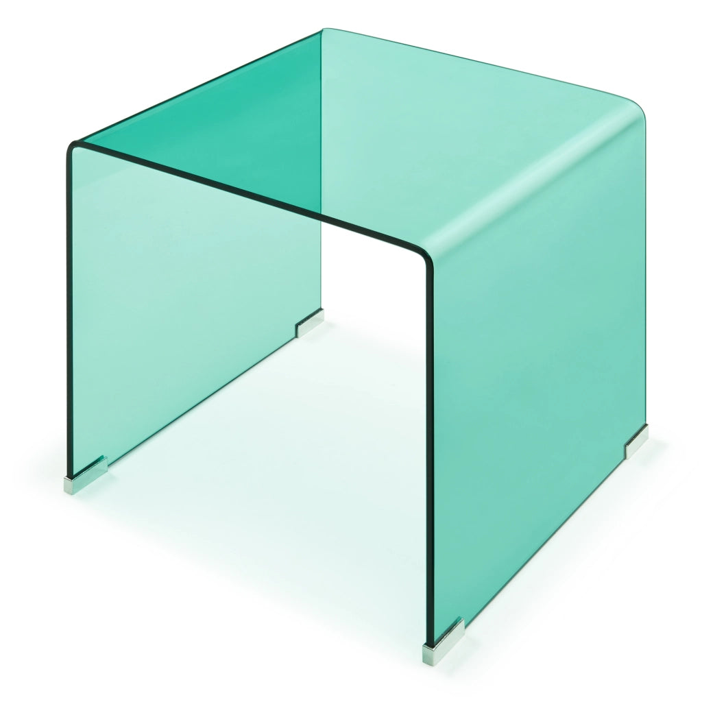 Tavolino da Salotto Varlofrek in Vetro 50 x 50 x 50 cm - Verde [en.casa]