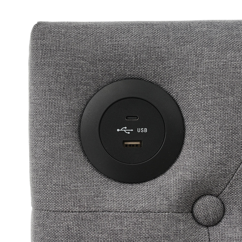 Letto con cassetti e USB-C - Xylo - 90x200 cm - Grigio - Divano letto