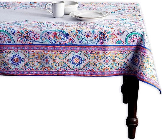 Tavolo da pranzo 100% cotone con fiori di India per cucina | sala da pranzo | tovaglia | decorazione per feste | matrimoni | primavera | estate (140 cm x 180 cm, rettangolare)