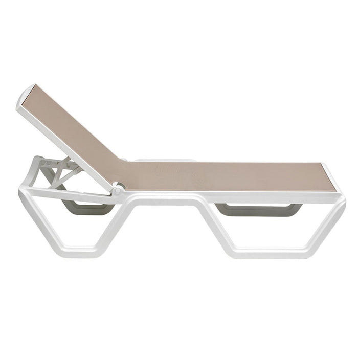 Lettino Prendisole Pieghevole da Spiaggia Piscina Giardino Vela Scab Colore: Bianco - Tortora