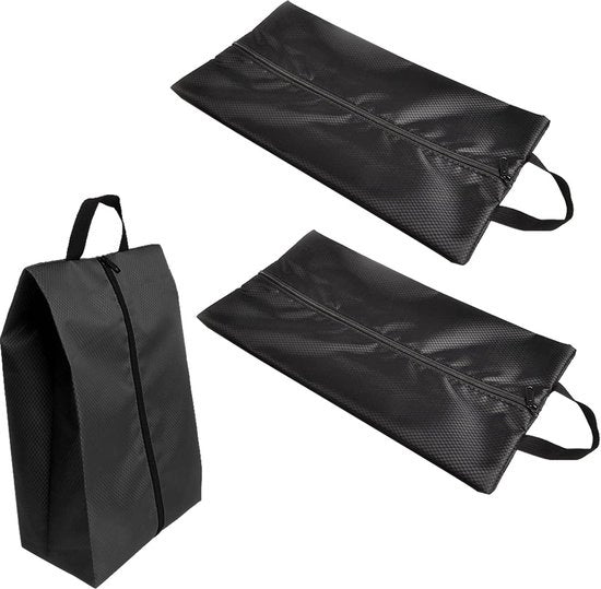 Borsa da scarpe tridimensionale grande capacità impermeabile con chiusura a zip, adatta per uso quotidiano e escursioni, colore nero.