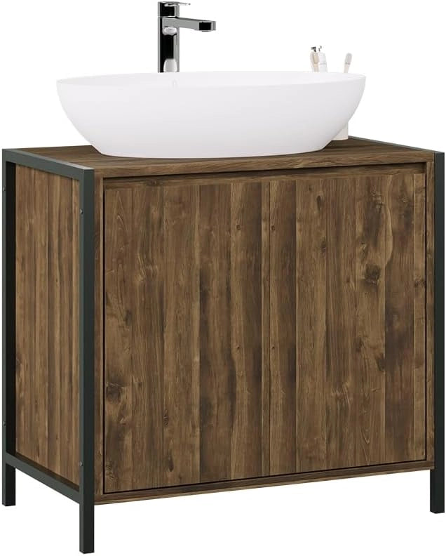 Specchio contenitore bagno Naola, Quercia/nero, 62.2 x 62.5 cm con 1 porta a specchio