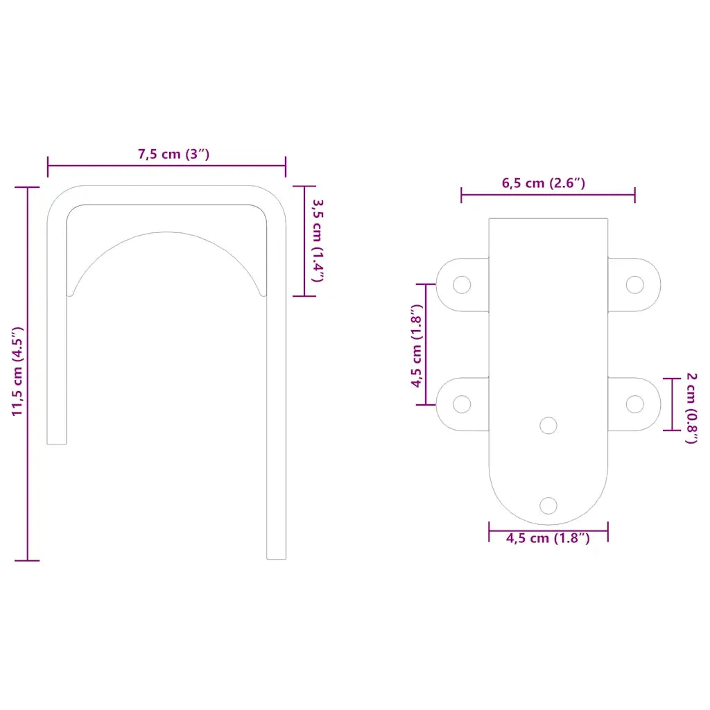 Staffe Bypass Porta della Fienile 4 pz Guide Tonde Acciaio Inox 4009761