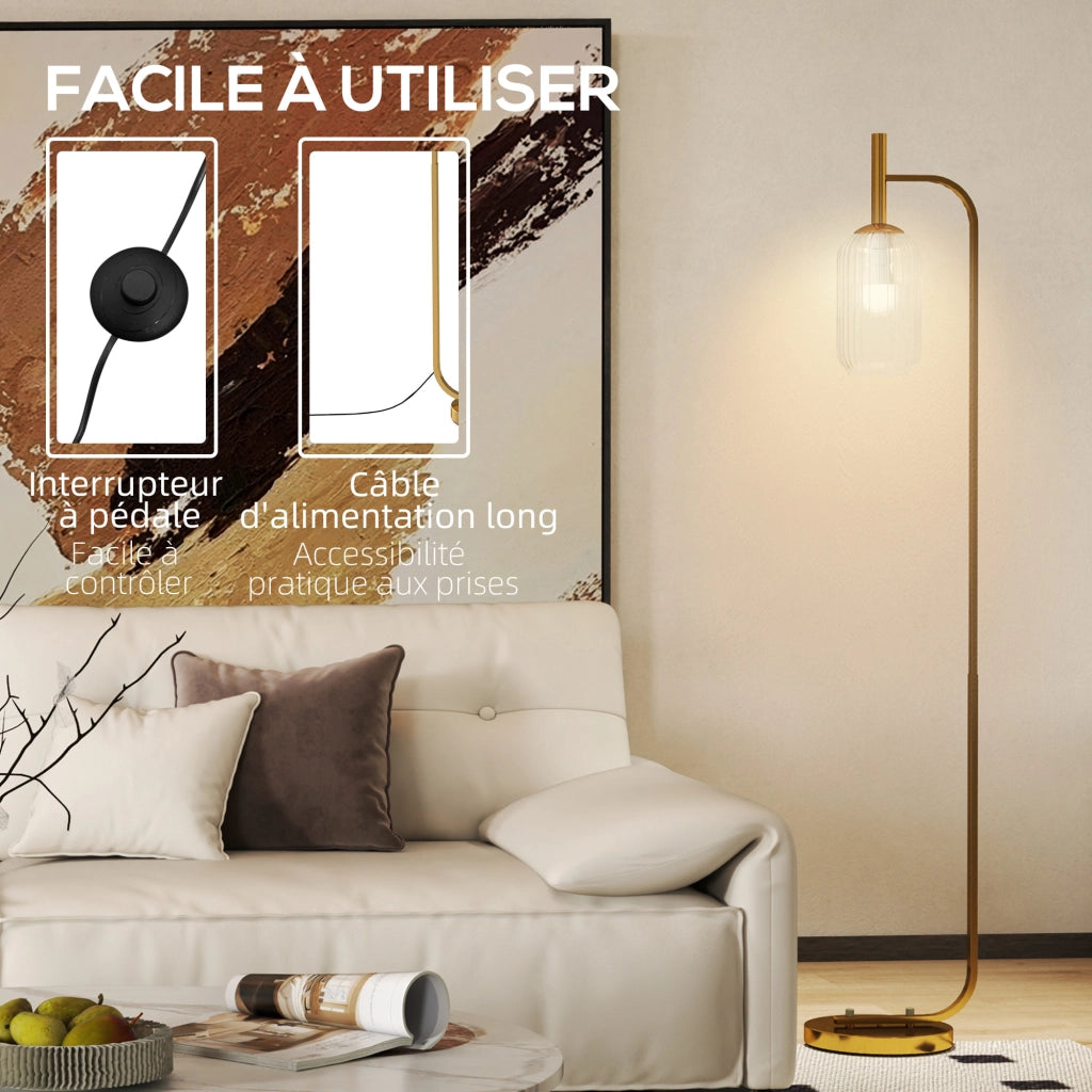 Lampada da terra ¨C zephmum ¨C vetro testurato oro 29x25x152 cm