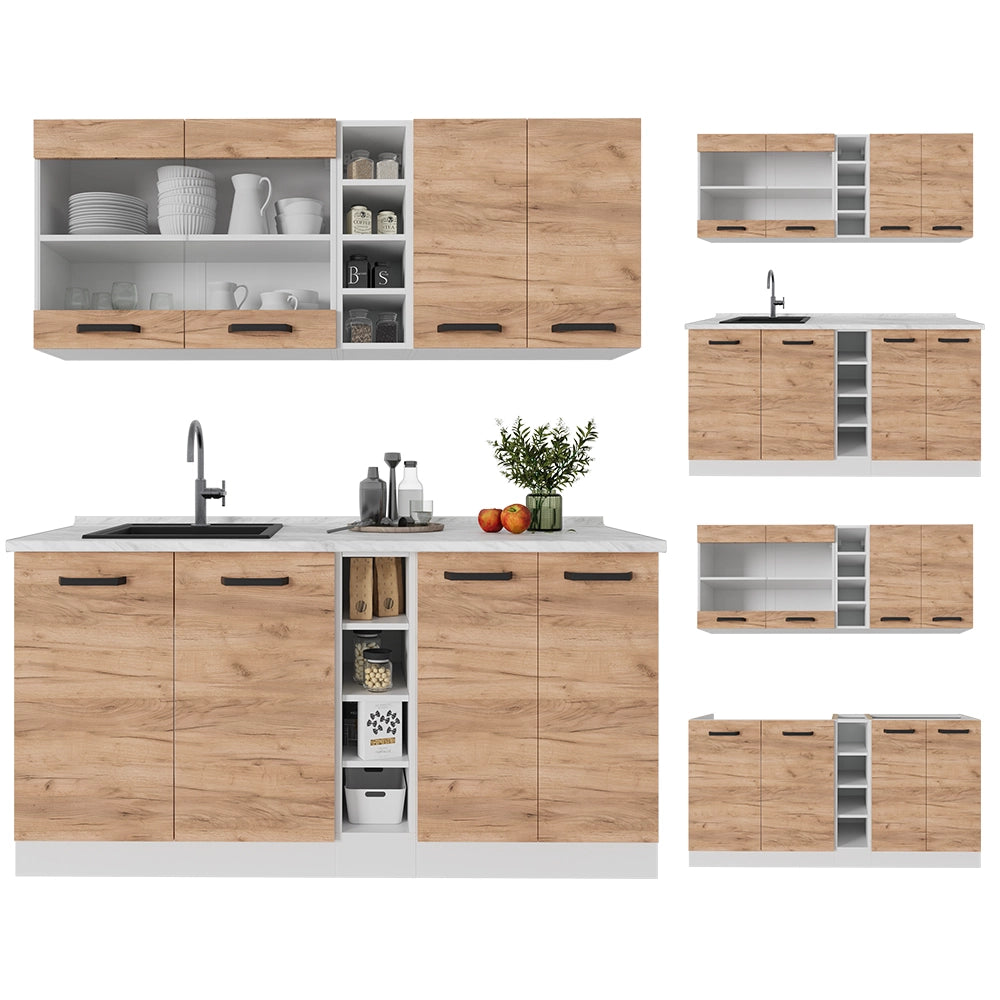 Vicco Cucina completa Quercia dorata/bianco 160 cm PL Marmo