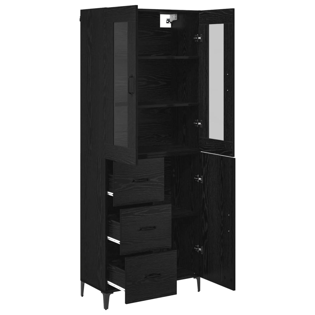 Credenza | Madia | Buffet da pranzo | Armadio da pranzo Rovere Nero 69,5 x 34 x 180 cm Legno multistrato