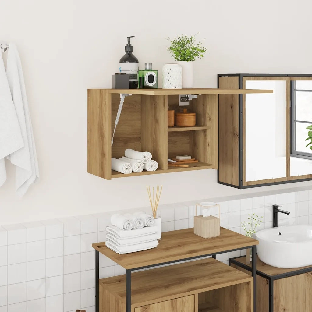 Mobiletto da Bagno Rovere Artigianale 60x25x40 cm Truciolato 860075