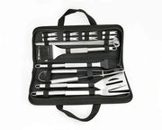 Kit di accessori per barbecue in acciaio inossidabile 20 pezzi + set di supporto - Spazzola a tang, spazzola a righello, spazzola per pulizia, forchetta per carne - Accessori per picnic, campeggio, cottura e grilling