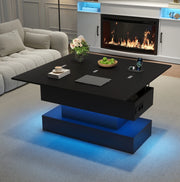 Tavolo elevabile multifunzione con LED e vano contenitore