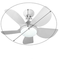 Ventilatore da Soffitto 5 Pale Lampada con Luce LED e Telecomando 76 cm Bianco