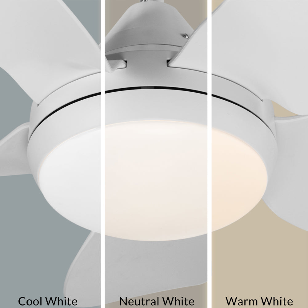 Ventilatore da Soffitto 5 Pale Lampada con Luce LED e Telecomando 76 cm Bianco