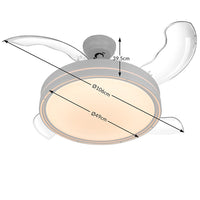 Ventilatore da Soffitto 4 Pale Richiudibili Plafoniera LED e Telecomando 106 cm
