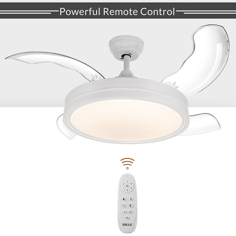 Ventilatore da Soffitto 4 Pale Richiudibili Plafoniera LED e Telecomando 106 cm