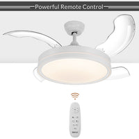 Ventilatore da Soffitto 4 Pale Richiudibili Plafoniera LED e Telecomando 106 cm