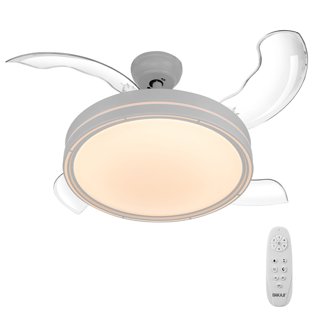 Ventilatore da Soffitto 4 Pale Richiudibili Plafoniera LED e Telecomando 106 cm
