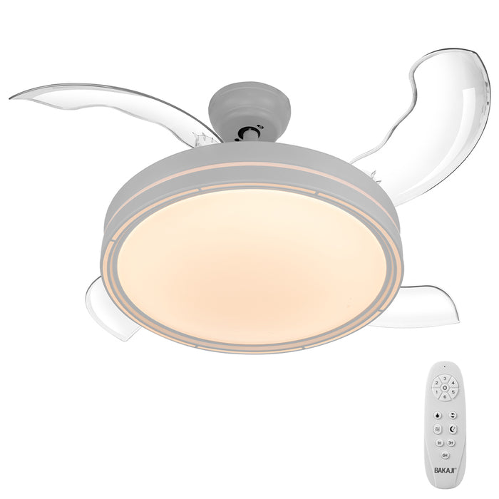 Ventilatore da Soffitto 4 Pale Richiudibili Plafoniera LED e Telecomando 106 cm